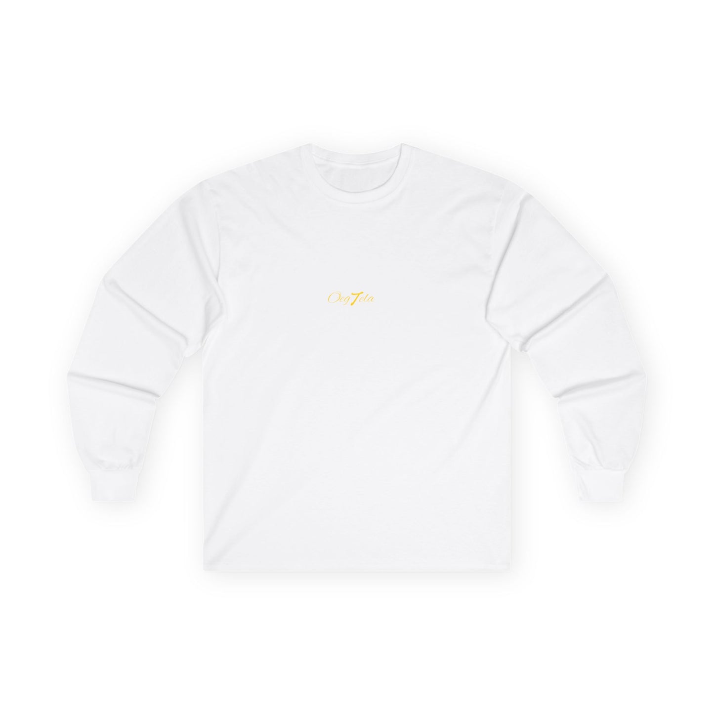 Oegtela Minimal Gold Script Long Sleeve Tee — Gold Script Minimalist Design