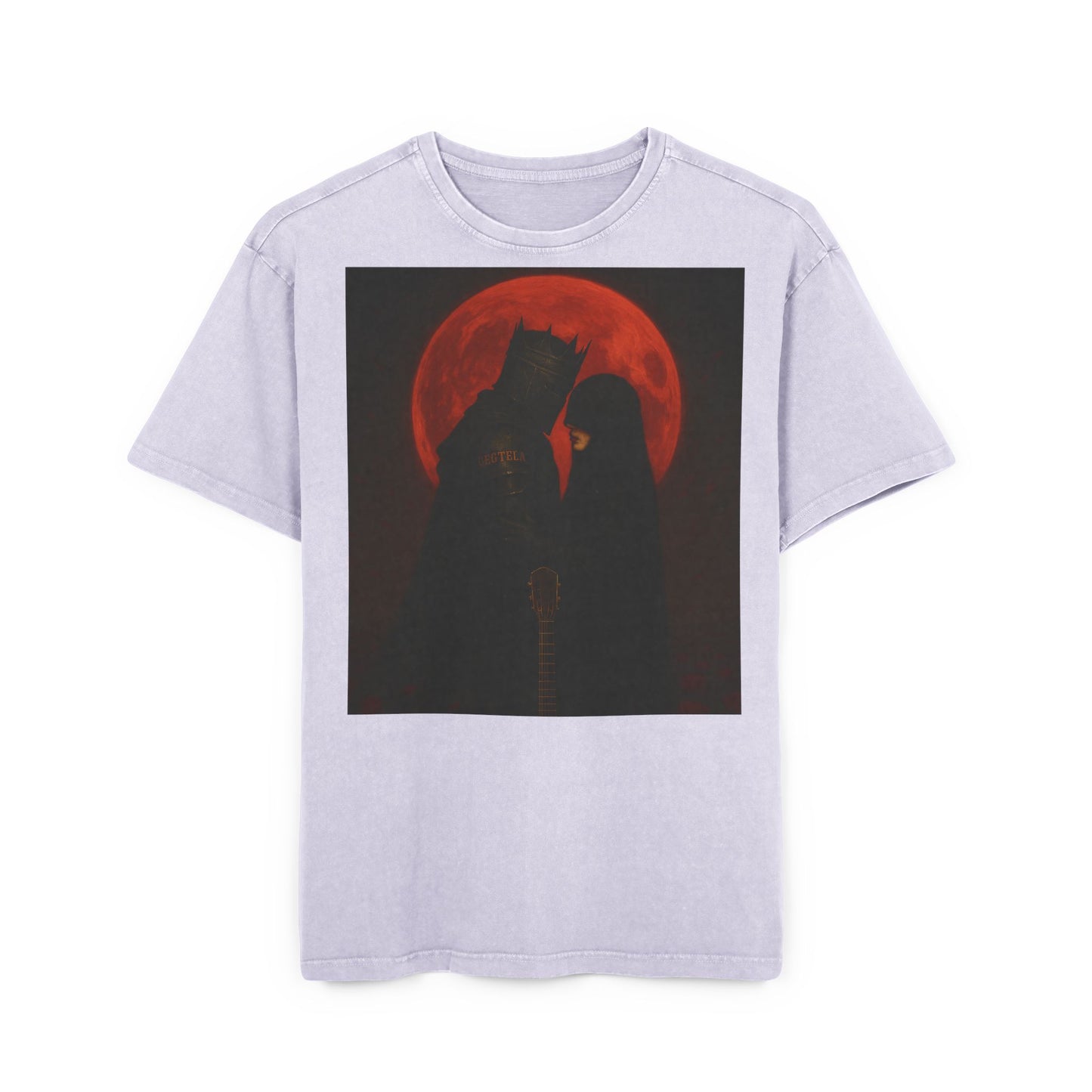 Men's Tee - Oegtela King Under the Red Moon Acid Washed Heavy Oversize Shirt