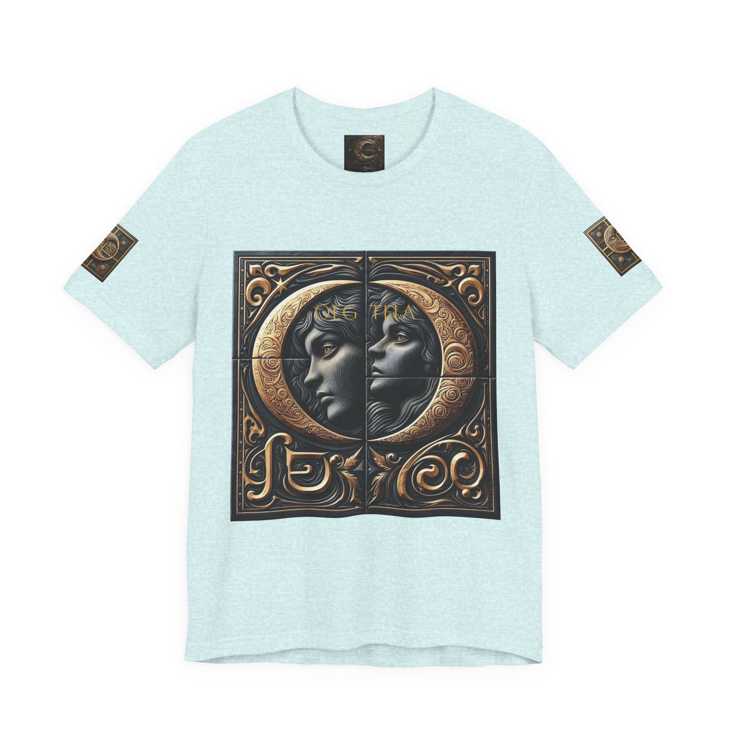 Moonlit Duality Graphic Tee — Vintage Art Nouveau Face Design