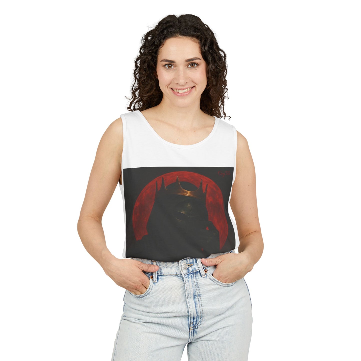 Oegtela King of the red moon Unisex Graphic Tank Top, Casual Summer Wear, Festival Outfit, Gift for Fans,