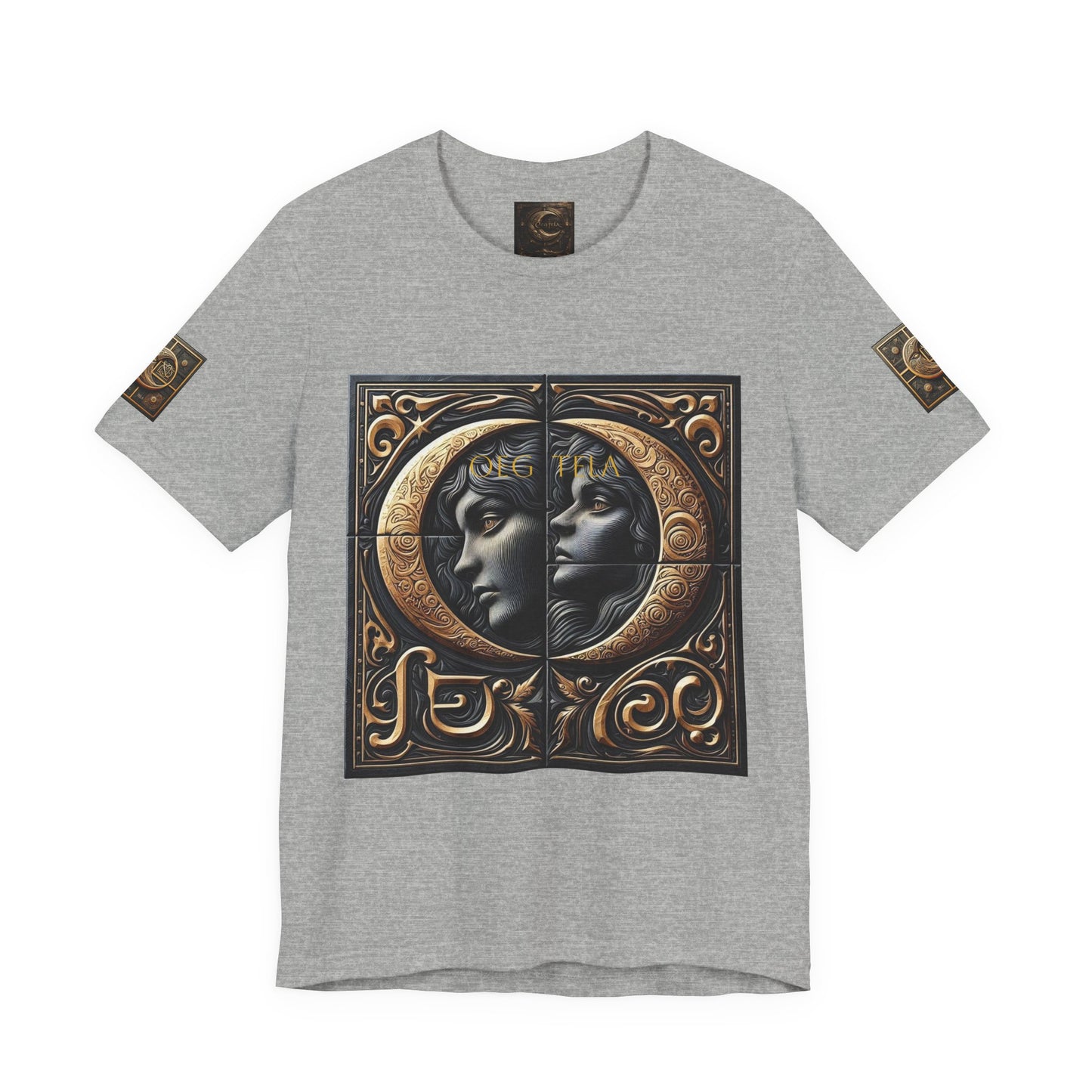 Moonlit Duality Graphic Tee — Vintage Art Nouveau Face Design