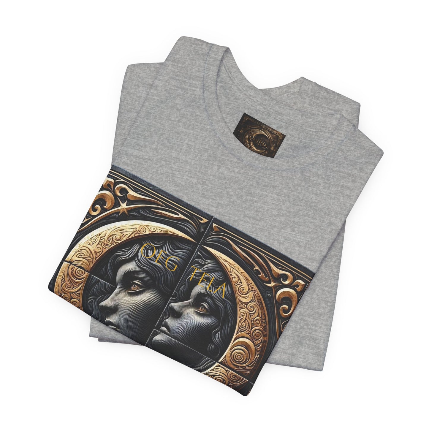 Moonlit Duality Graphic Tee — Vintage Art Nouveau Face Design