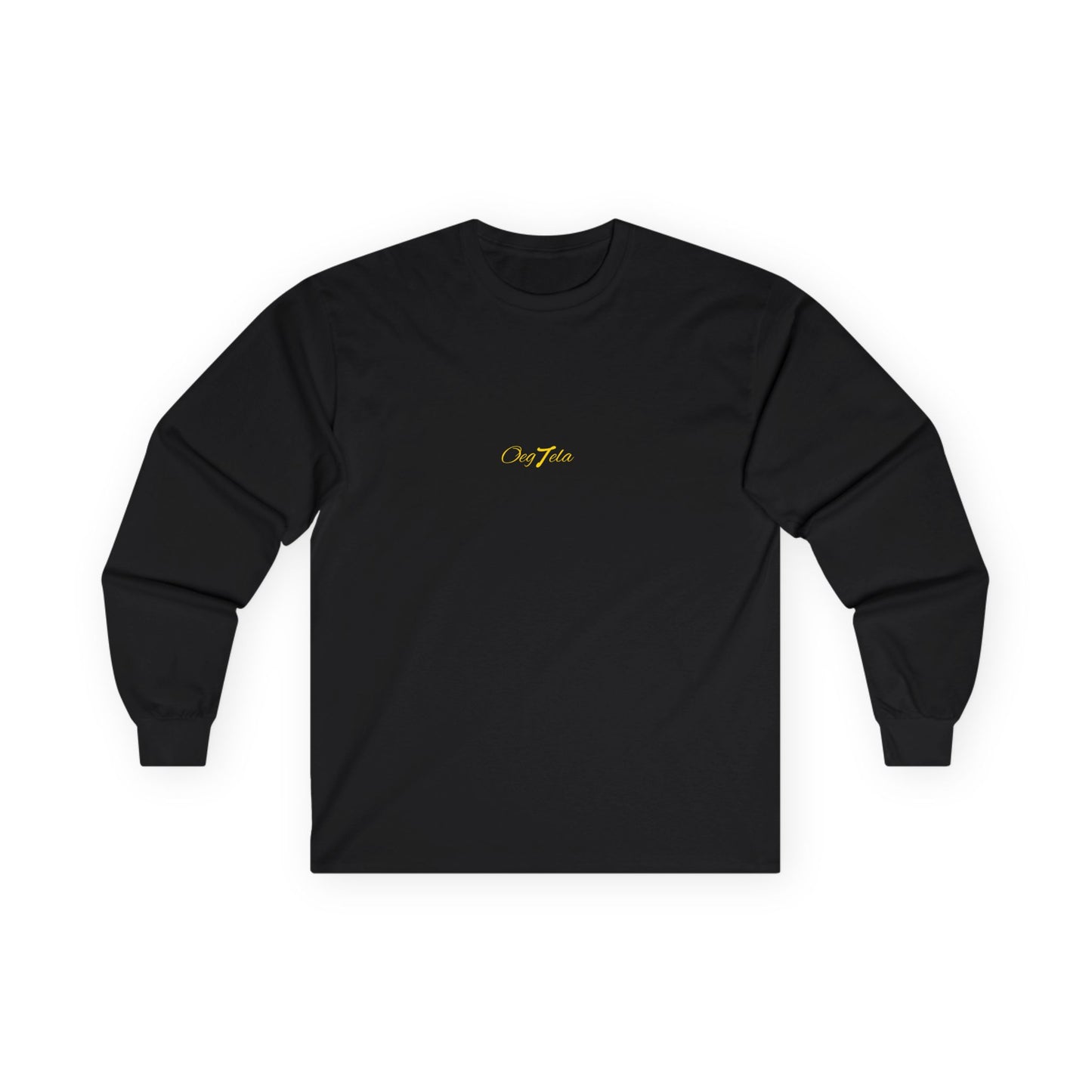 Oegtela Minimal Gold Script Long Sleeve Tee — Gold Script Minimalist Design