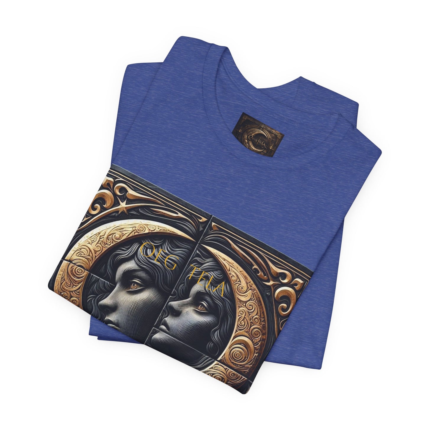Moonlit Duality Graphic Tee — Vintage Art Nouveau Face Design