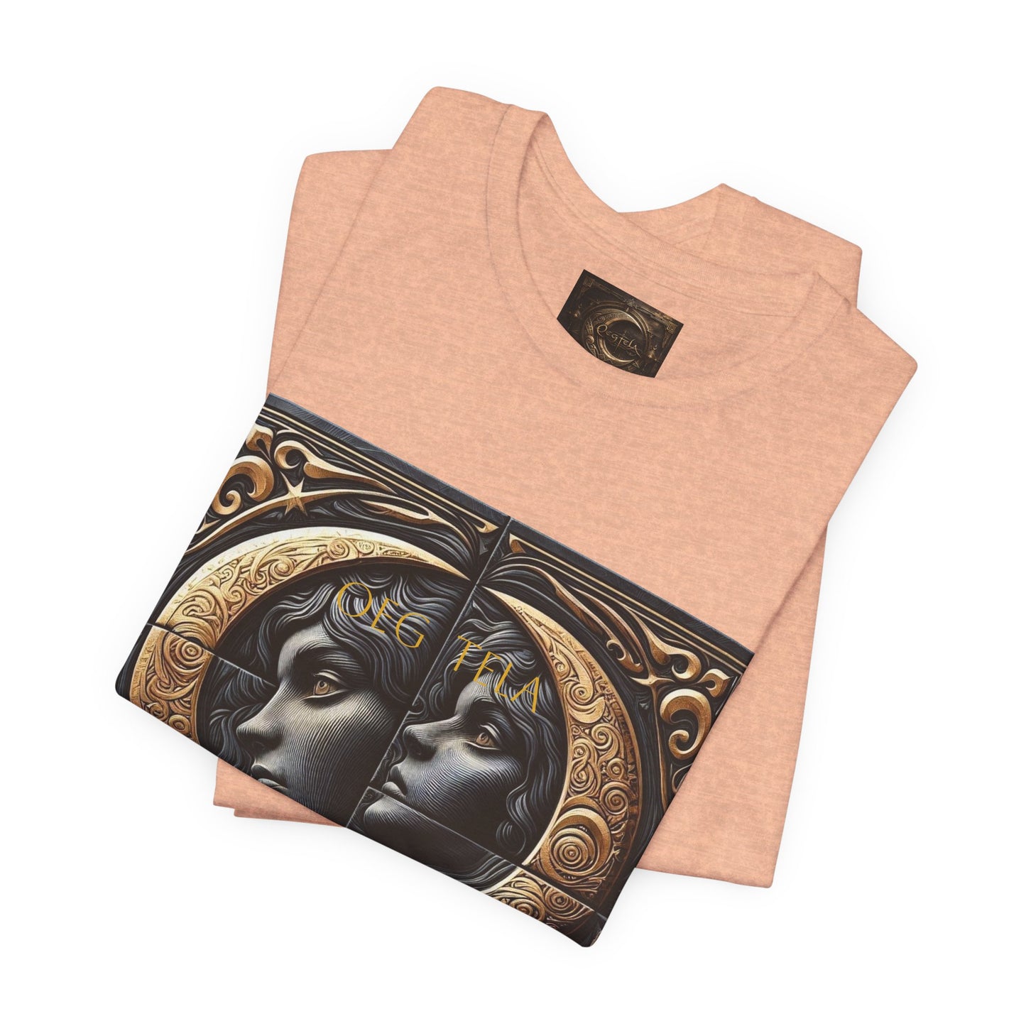 Moonlit Duality Graphic Tee — Vintage Art Nouveau Face Design