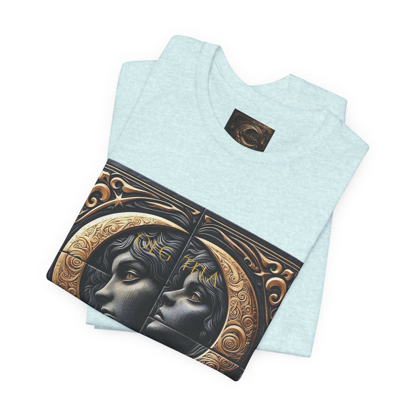 Moonlit Duality Graphic Tee — Vintage Art Nouveau Face Design