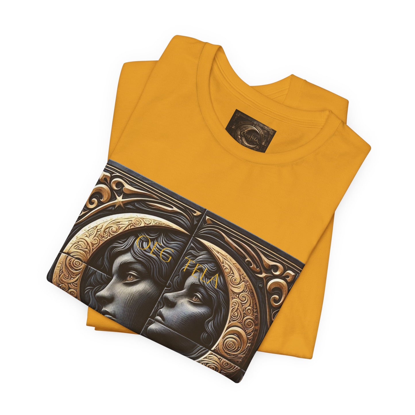 Moonlit Duality Graphic Tee — Vintage Art Nouveau Face Design