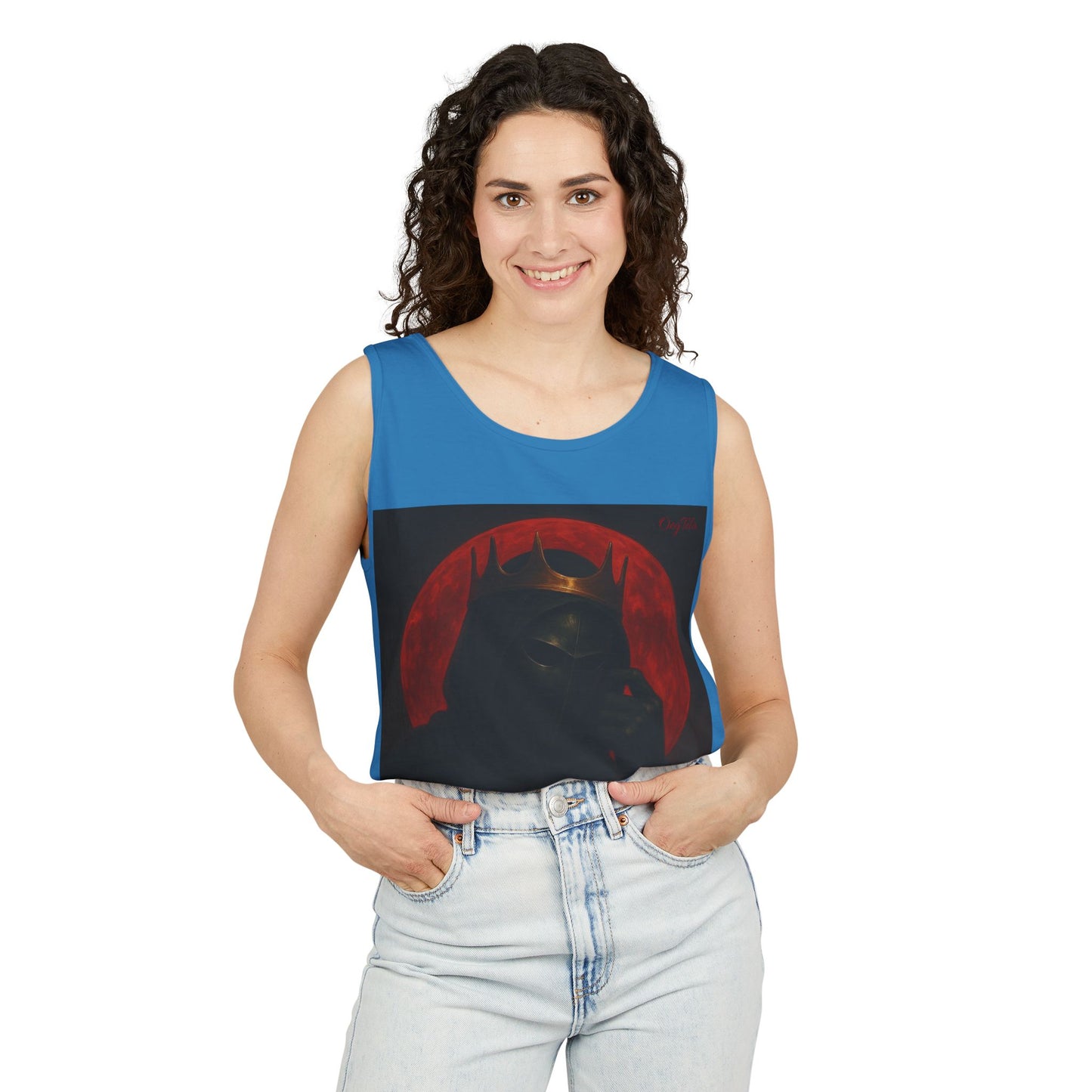 Oegtela King of the red moon Unisex Graphic Tank Top, Casual Summer Wear, Festival Outfit, Gift for Fans,