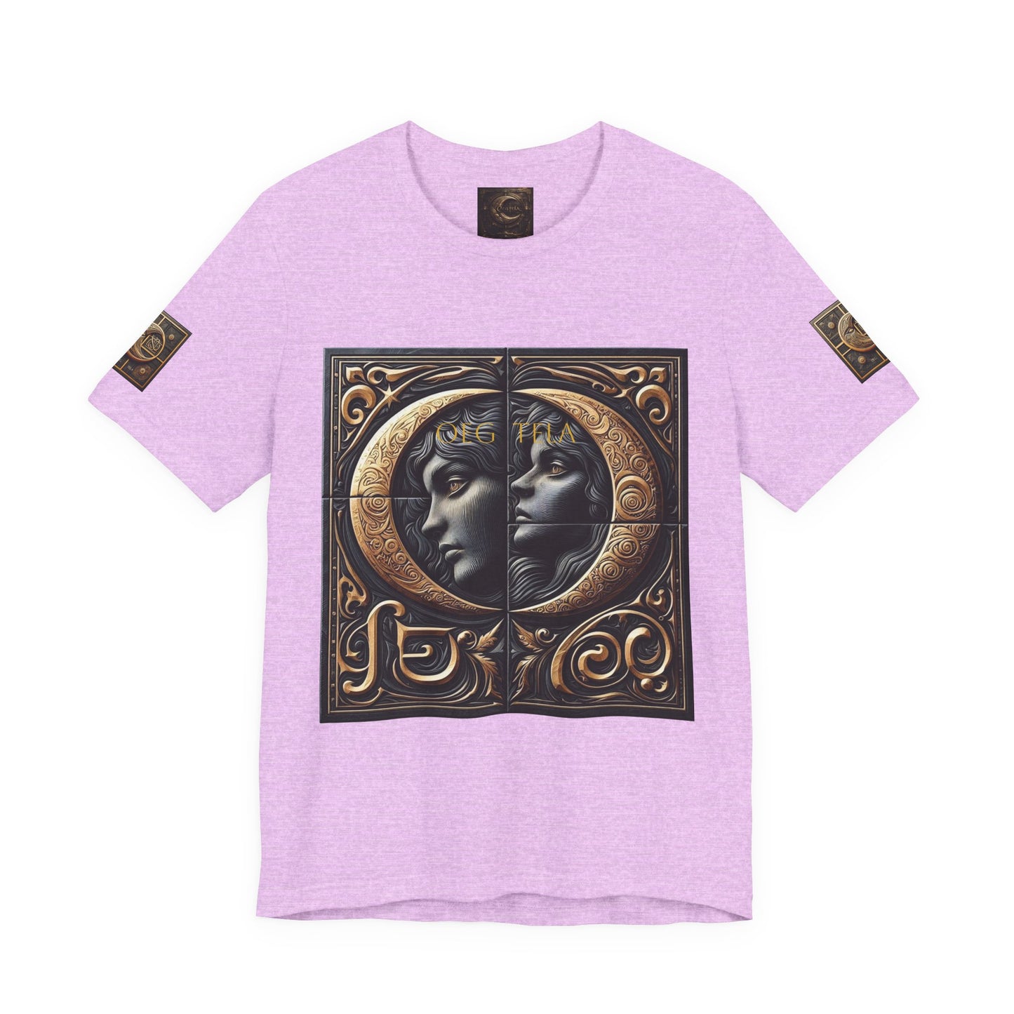 Moonlit Duality Graphic Tee — Vintage Art Nouveau Face Design
