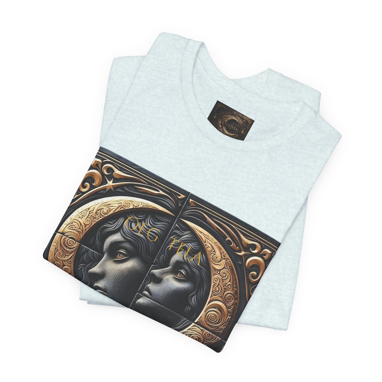 Moonlit Duality Graphic Tee — Vintage Art Nouveau Face Design