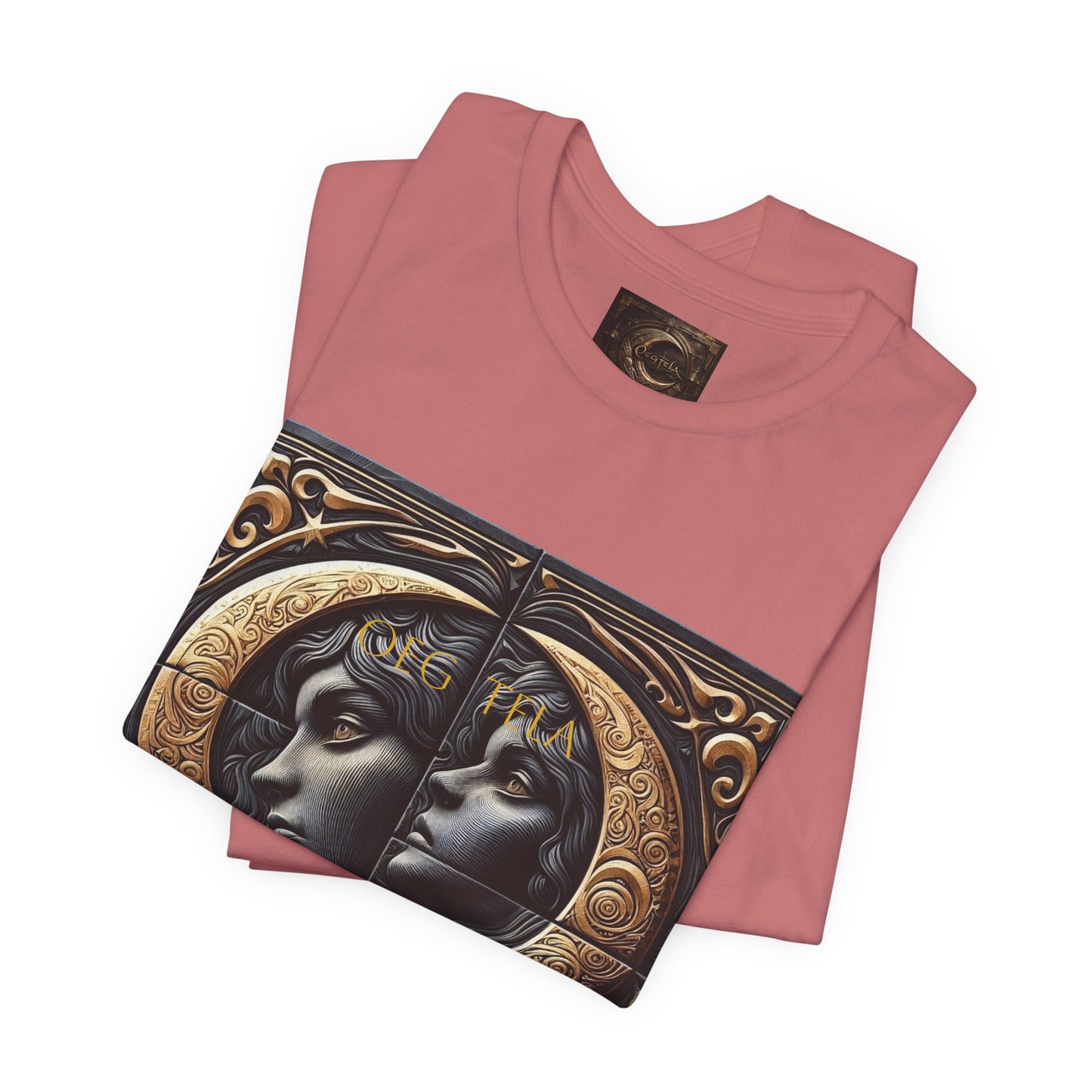 Moonlit Duality Graphic Tee — Vintage Art Nouveau Face Design