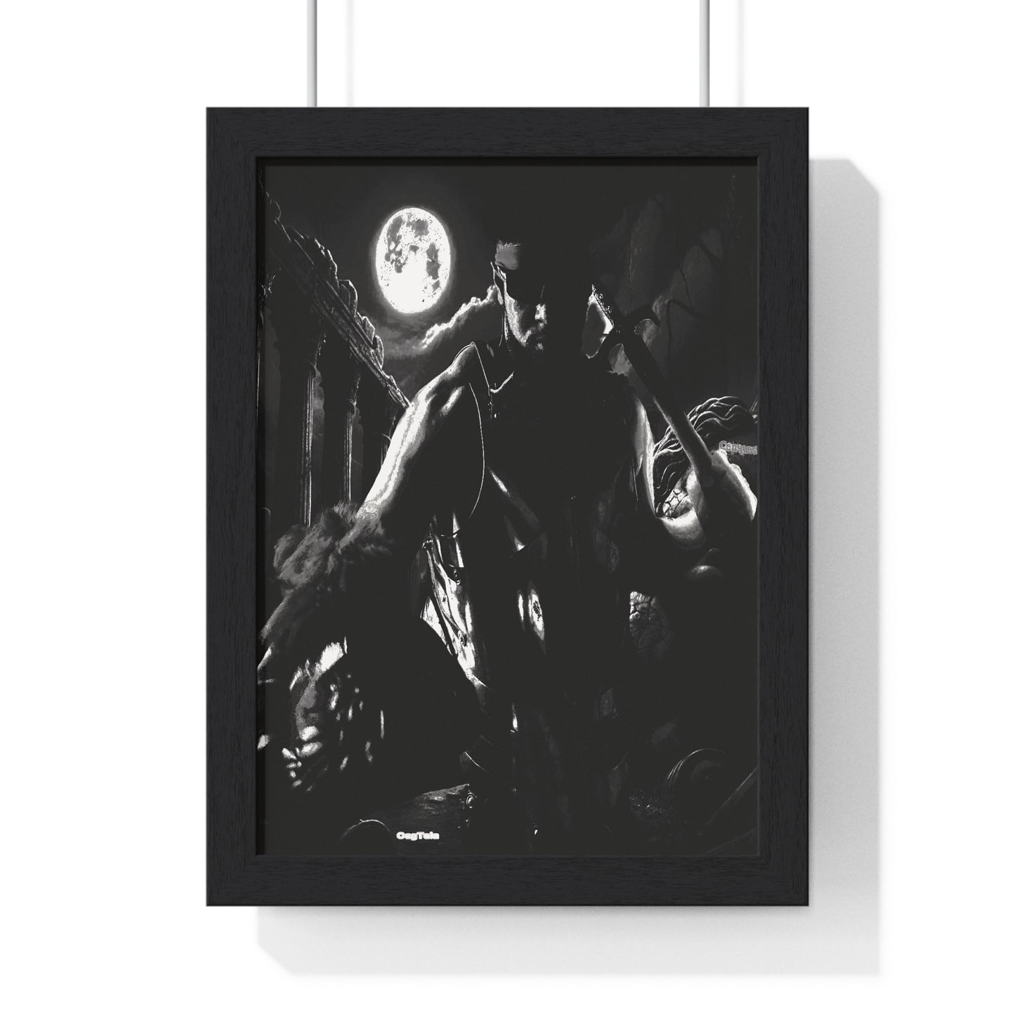 OegTela Night Framed Poster  and  Black & White Wall Art for Home Decor