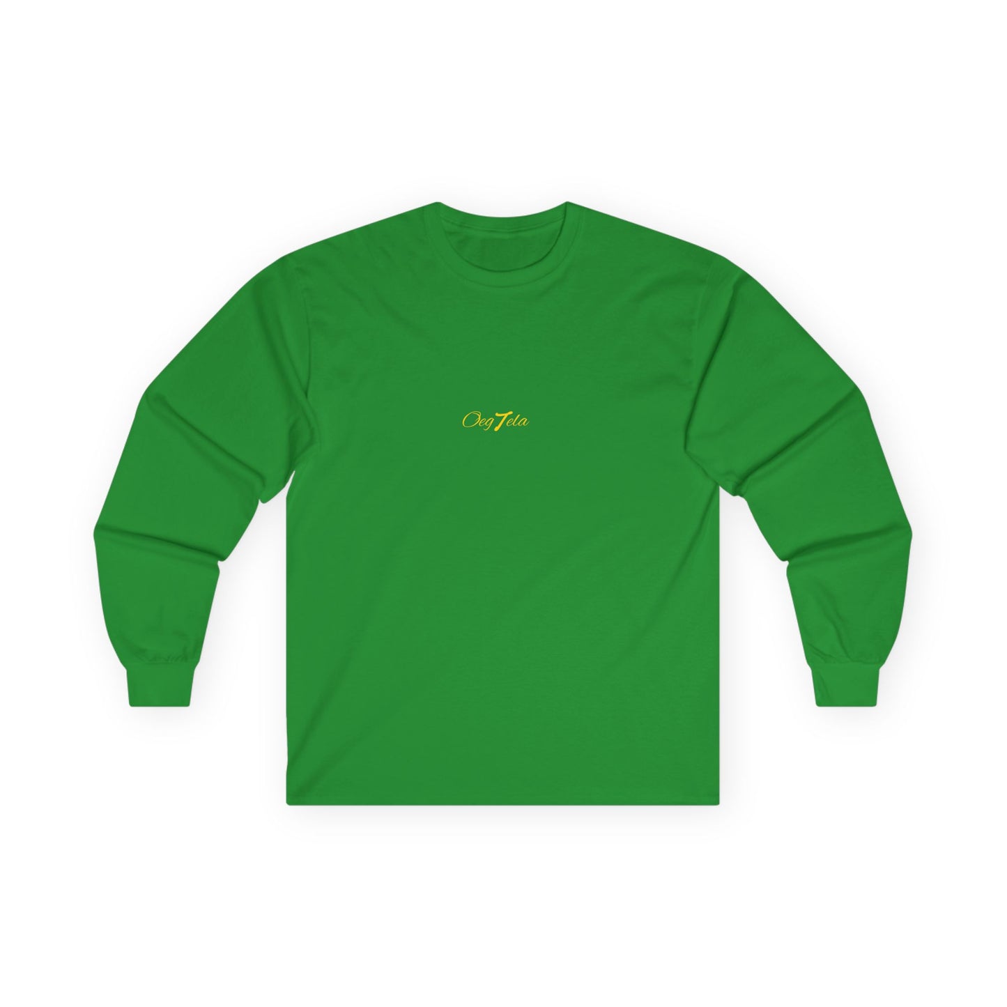 Oegtela Minimal Gold Script Long Sleeve Tee — Gold Script Minimalist Design