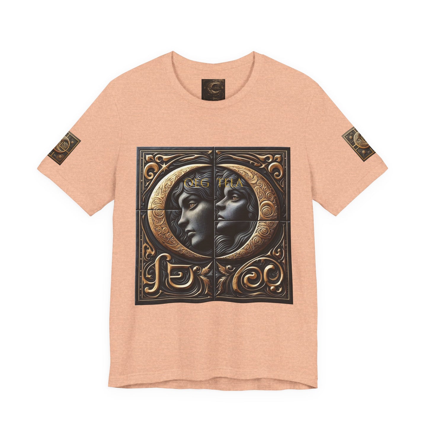 Moonlit Duality Graphic Tee — Vintage Art Nouveau Face Design