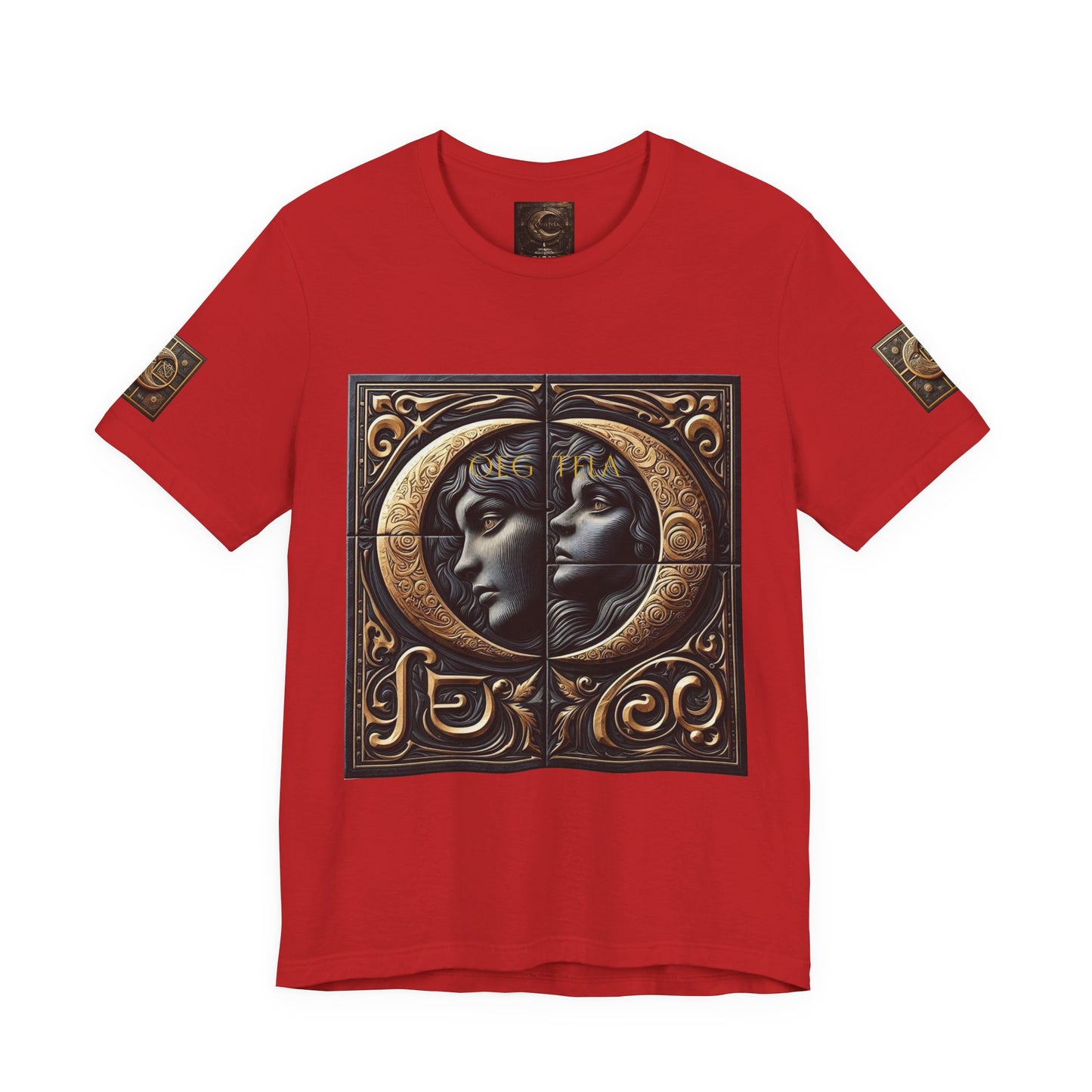Moonlit Duality Graphic Tee — Vintage Art Nouveau Face Design