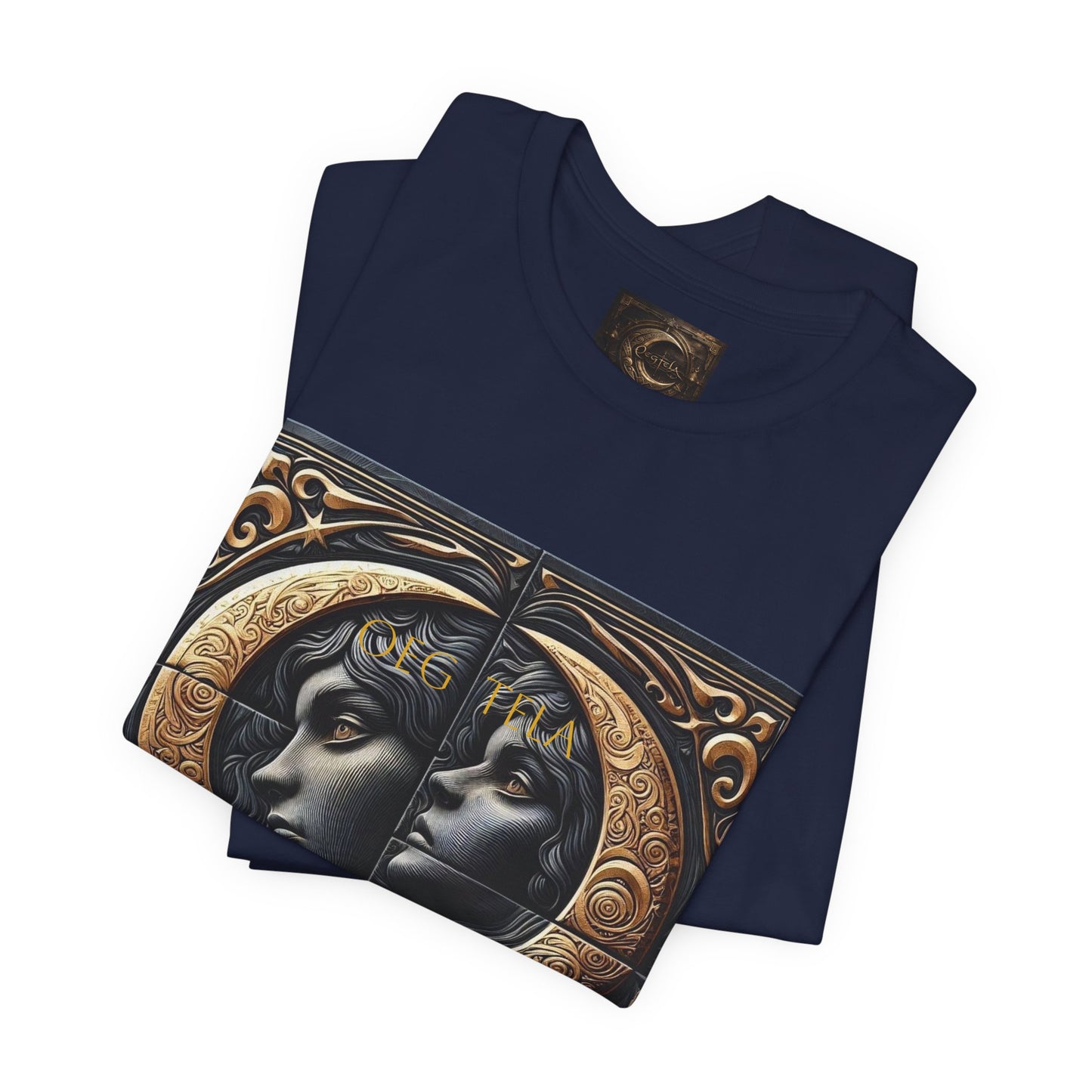 Moonlit Duality Graphic Tee — Vintage Art Nouveau Face Design