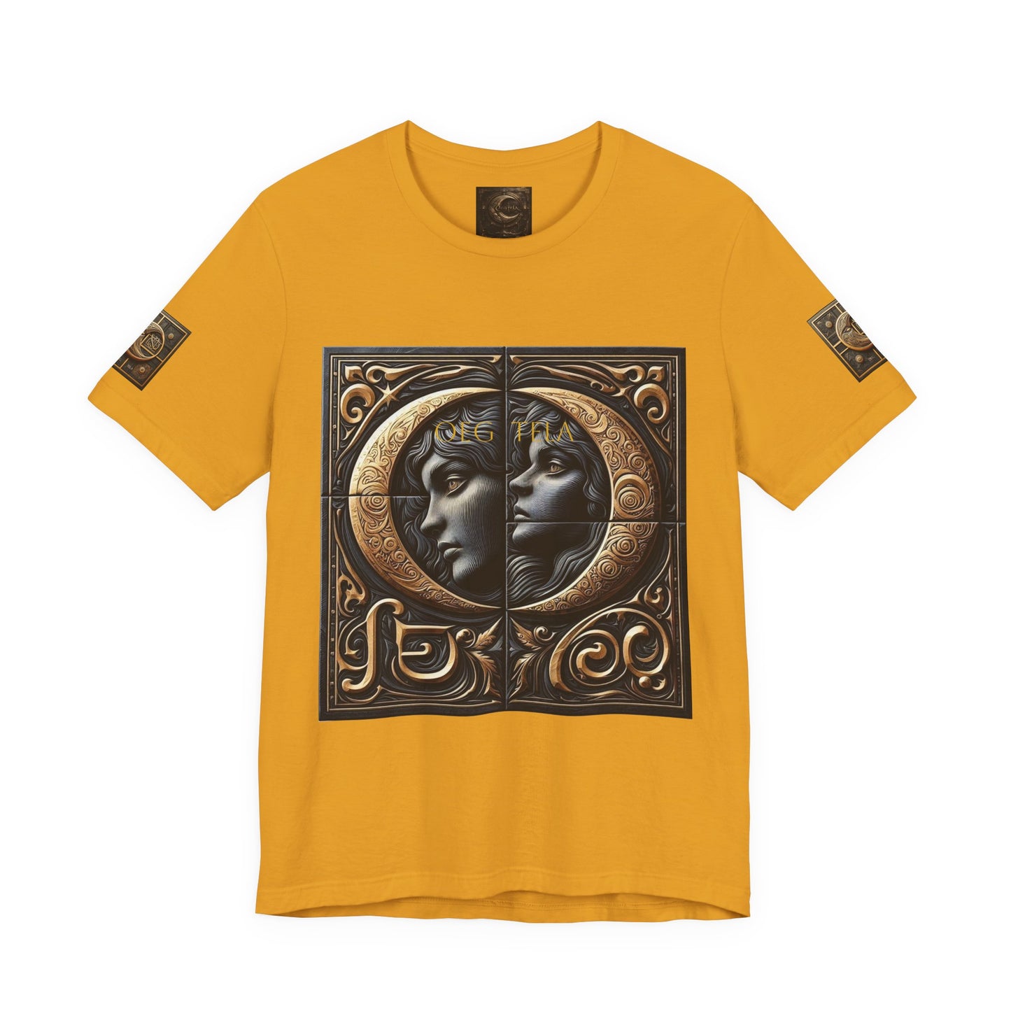 Moonlit Duality Graphic Tee — Vintage Art Nouveau Face Design