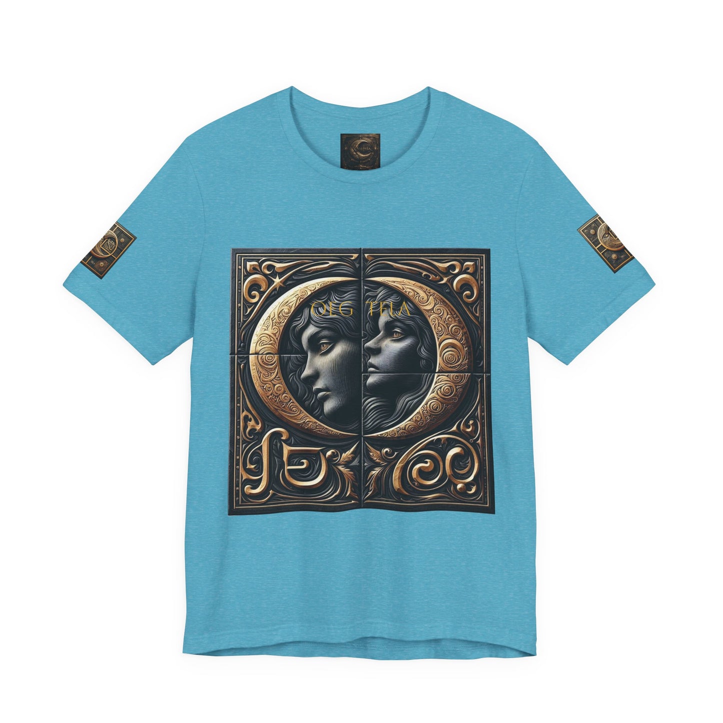 Moonlit Duality Graphic Tee — Vintage Art Nouveau Face Design