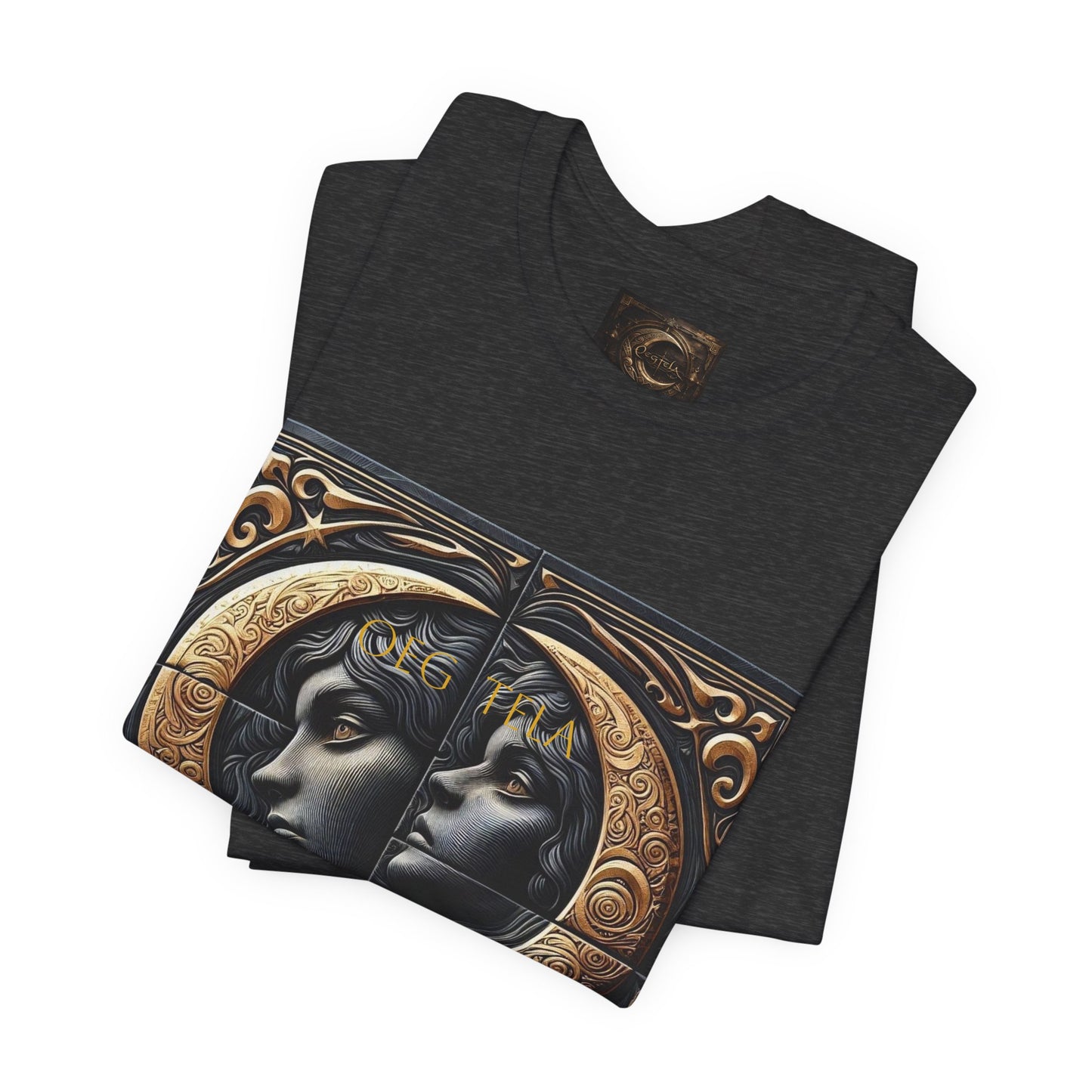 Moonlit Duality Graphic Tee — Vintage Art Nouveau Face Design