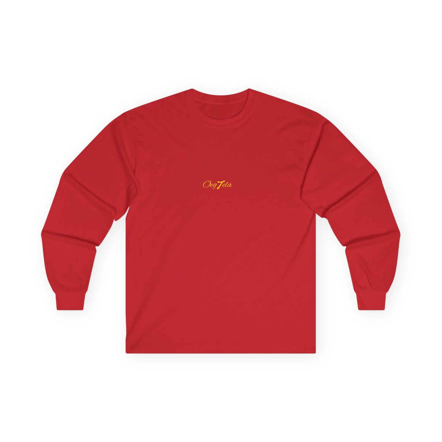 Oegtela Minimal Gold Script Long Sleeve Tee — Gold Script Minimalist Design