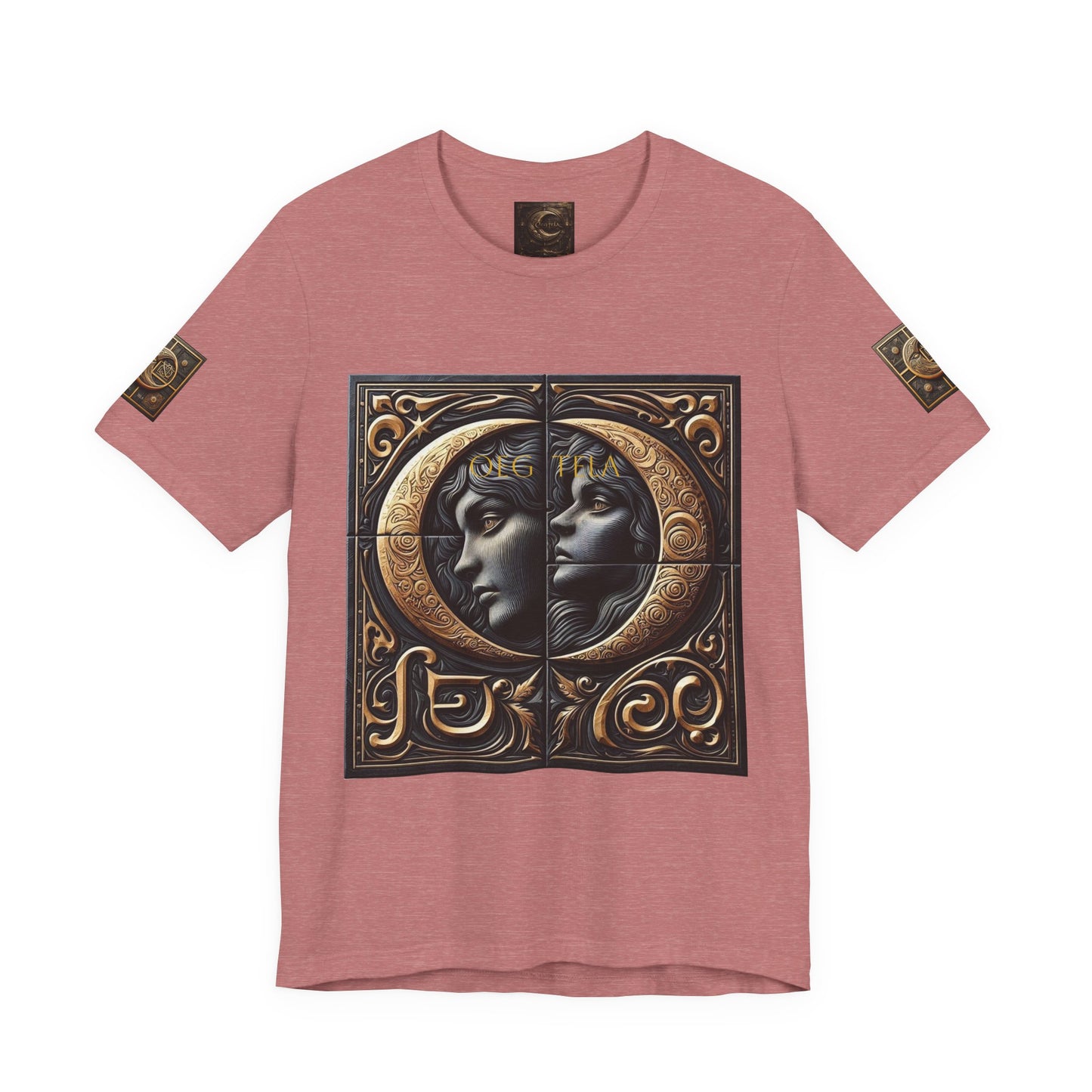 Moonlit Duality Graphic Tee — Vintage Art Nouveau Face Design