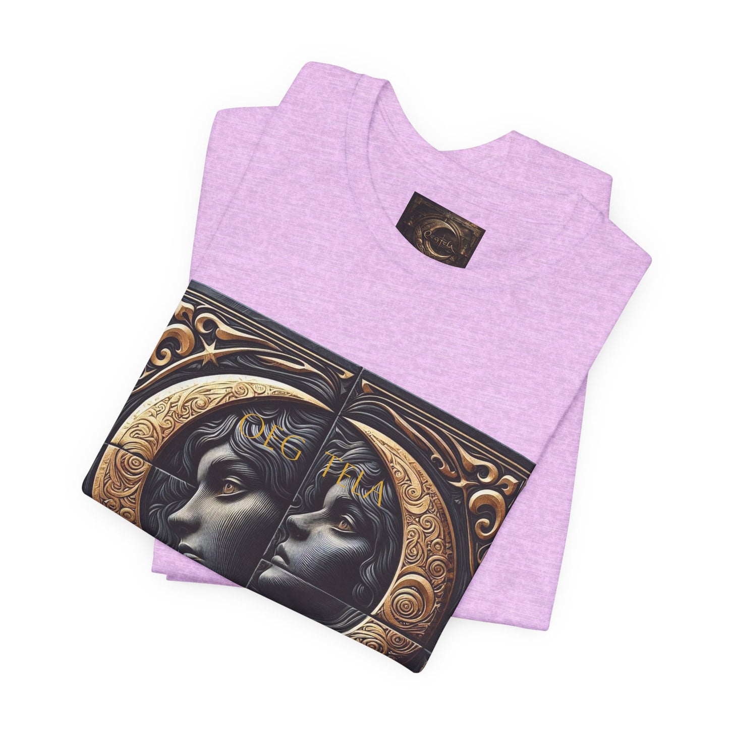 Moonlit Duality Graphic Tee — Vintage Art Nouveau Face Design