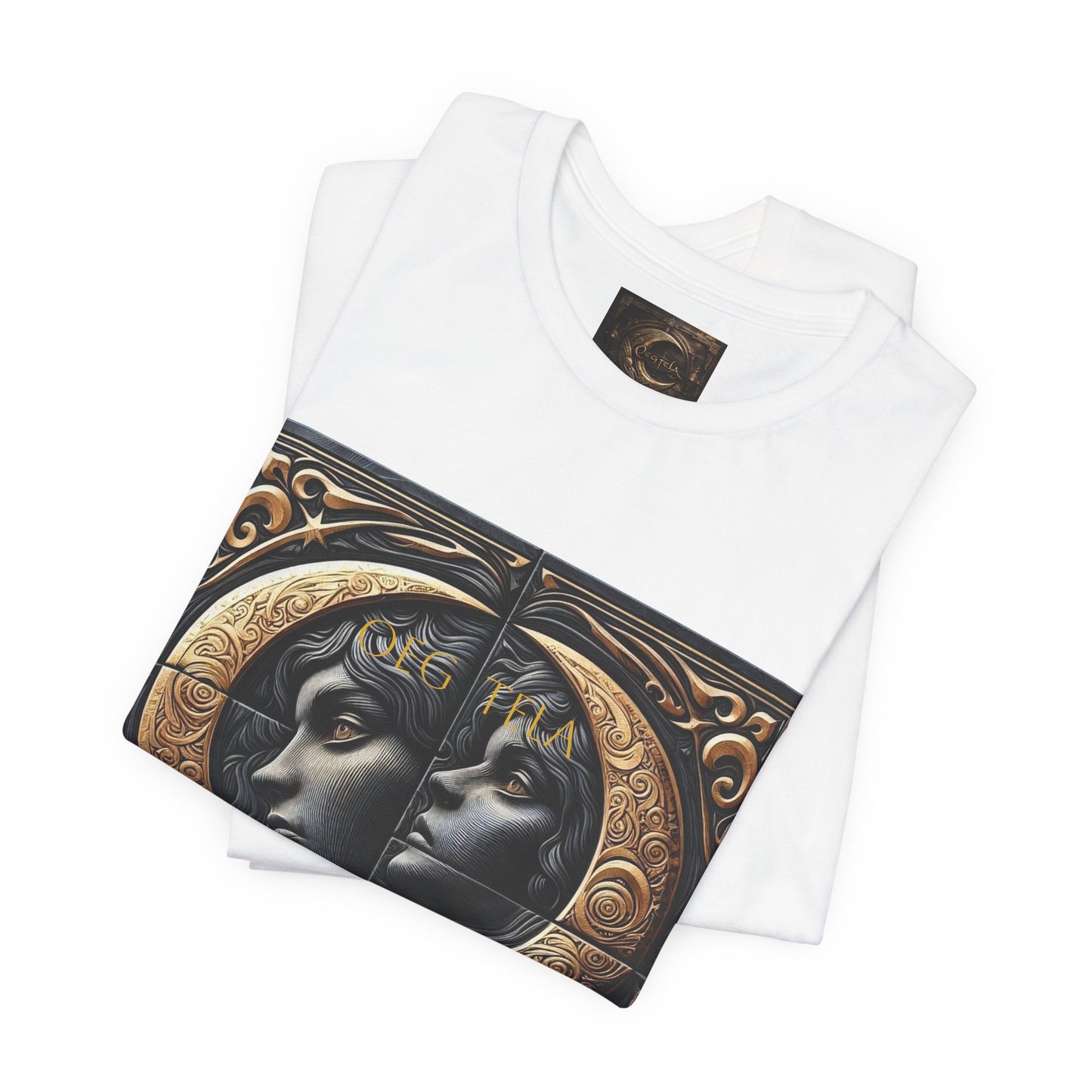 Moonlit Duality Graphic Tee — Vintage Art Nouveau Face Design
