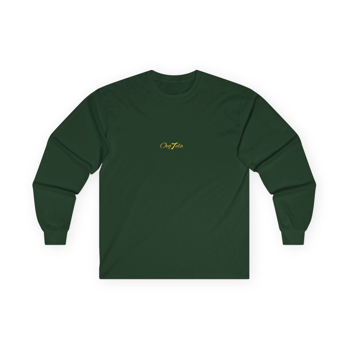 Oegtela Minimal Gold Script Long Sleeve Tee — Gold Script Minimalist Design