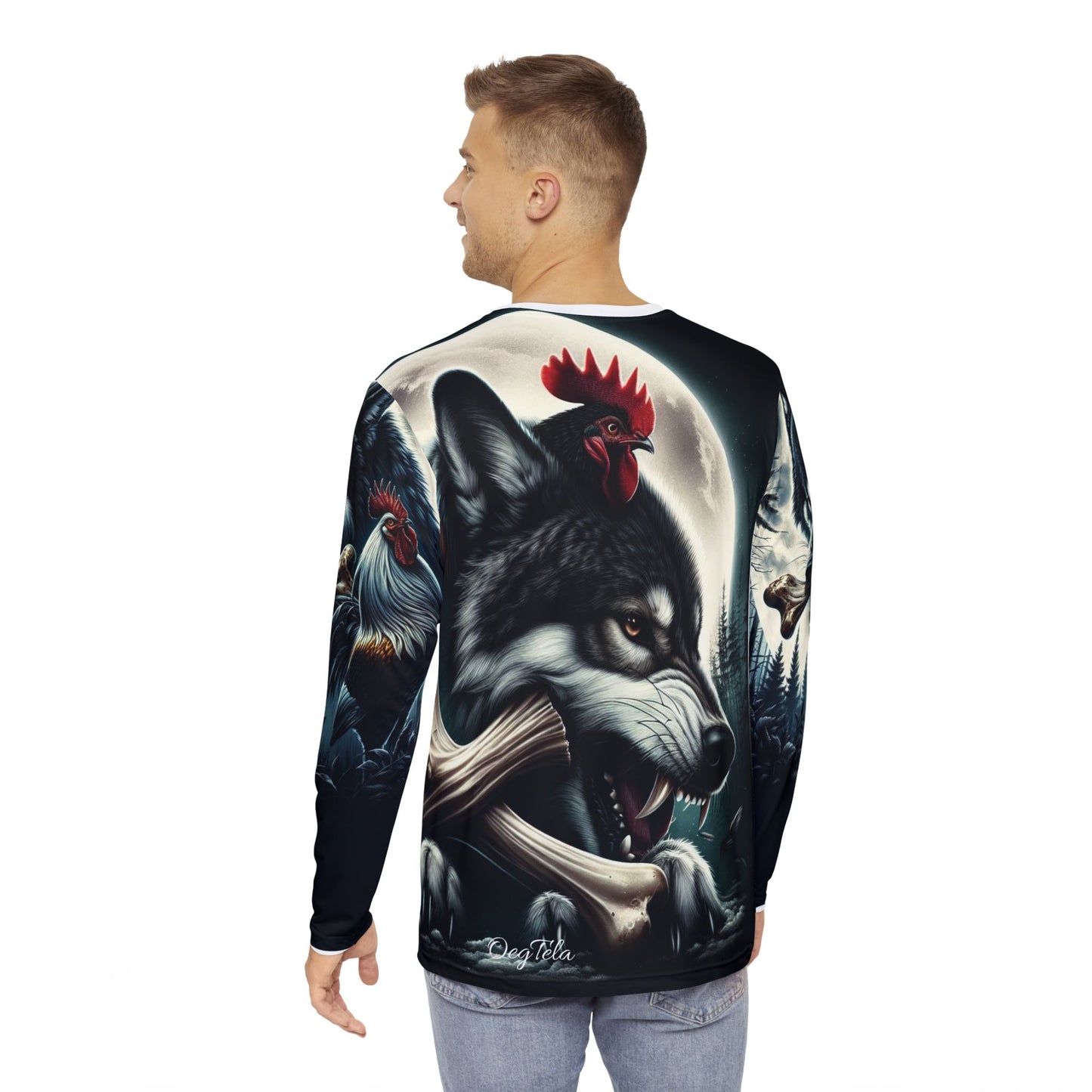 Oegtela Men's Long Sleeve Shirt - Wolf Wisdom