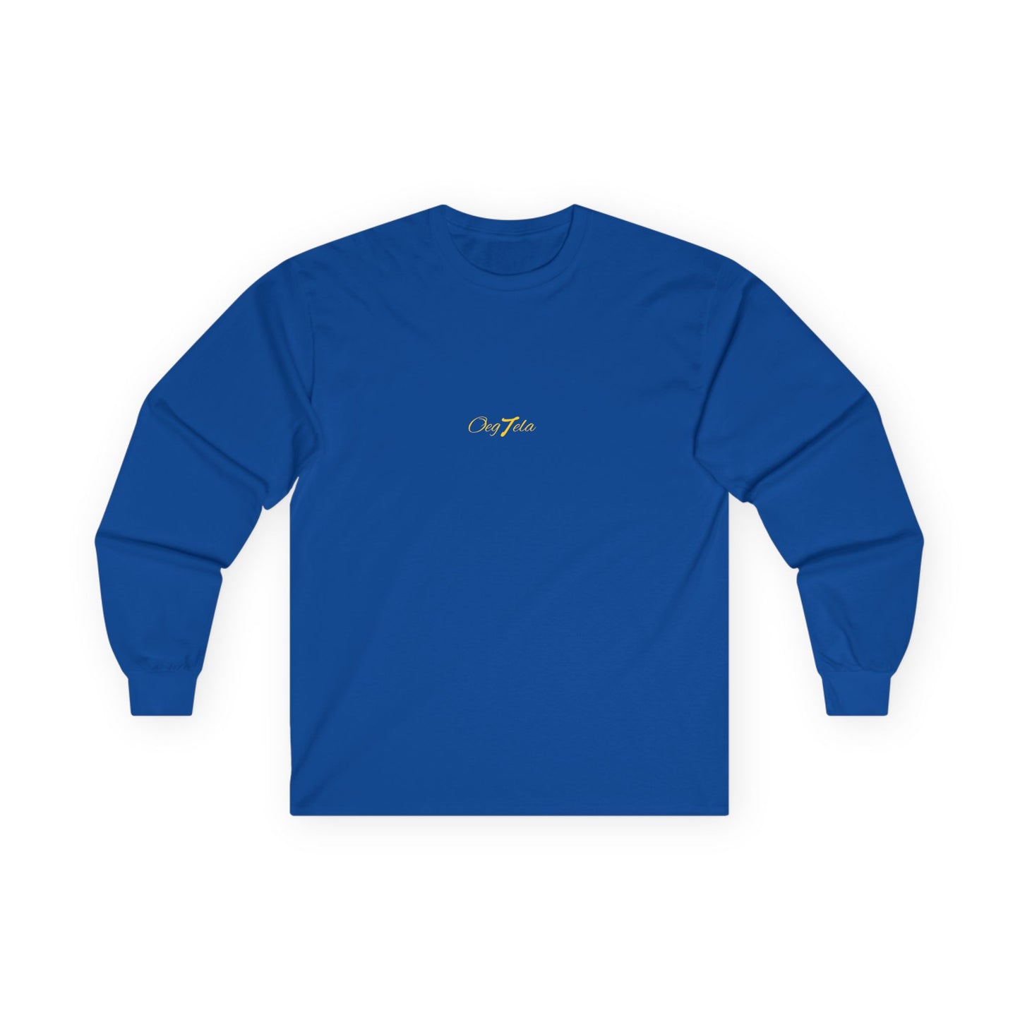 Oegtela Minimal Gold Script Long Sleeve Tee — Gold Script Minimalist Design