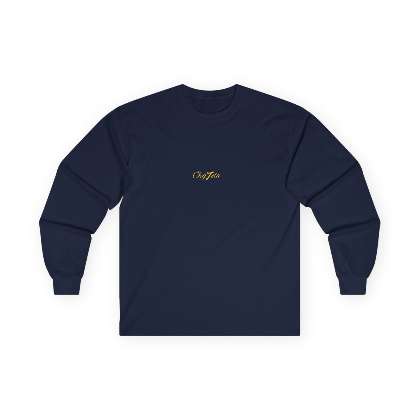 Oegtela Minimal Gold Script Long Sleeve Tee — Gold Script Minimalist Design