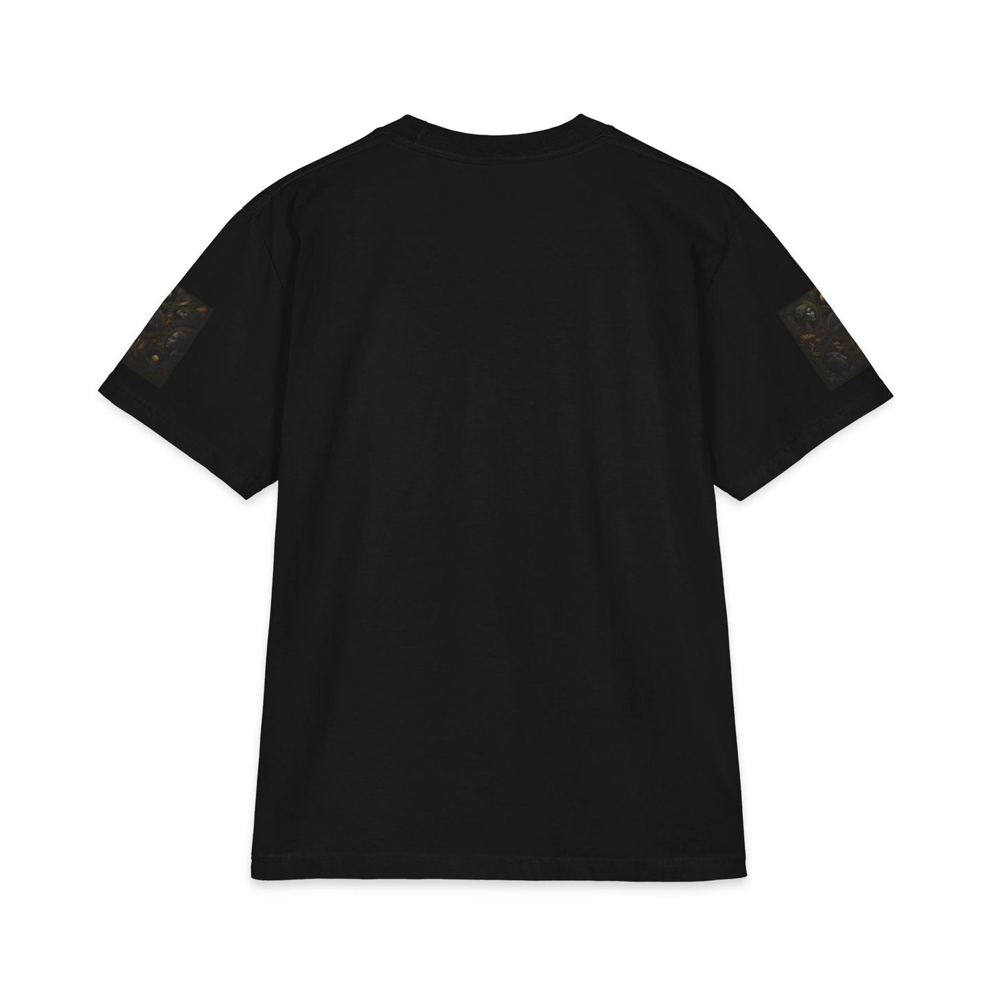 Oeg Tela Black Graphic Tee — Minimal Gold Arch Logo Short Sleeve Shirt