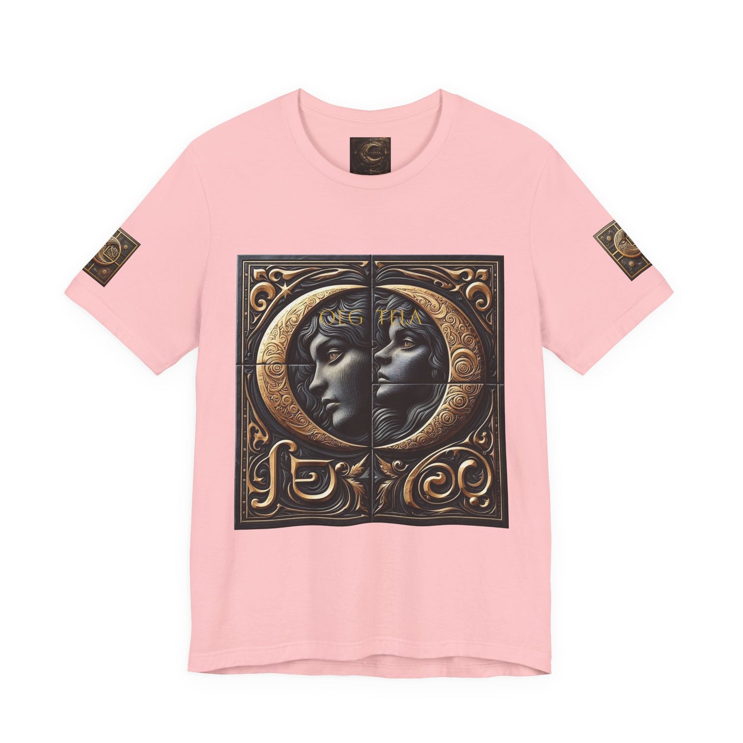 Moonlit Duality Graphic Tee — Vintage Art Nouveau Face Design