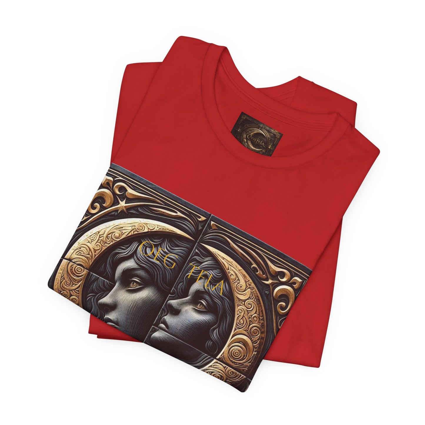 Moonlit Duality Graphic Tee — Vintage Art Nouveau Face Design