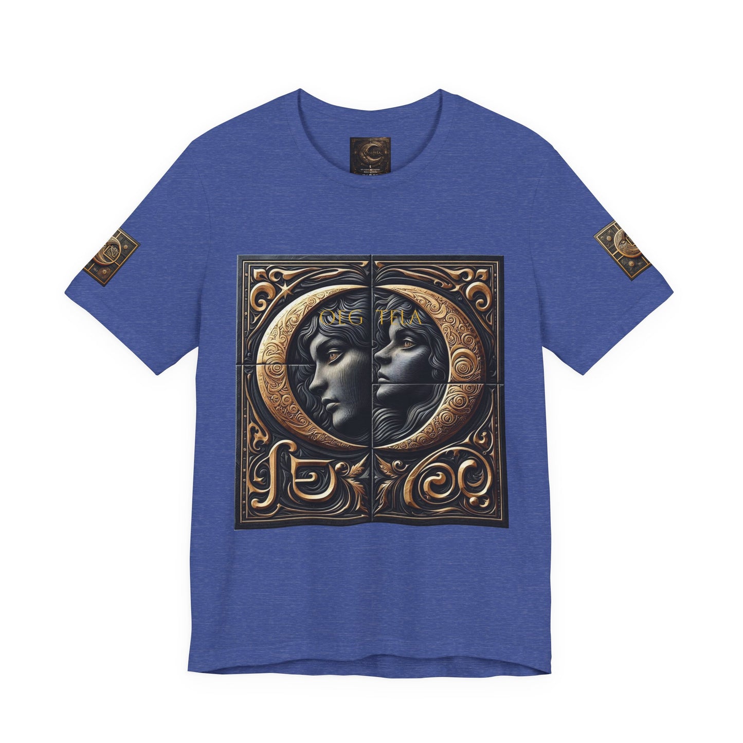 Moonlit Duality Graphic Tee — Vintage Art Nouveau Face Design