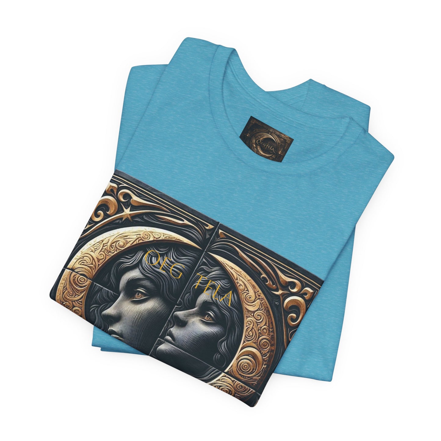 Moonlit Duality Graphic Tee — Vintage Art Nouveau Face Design