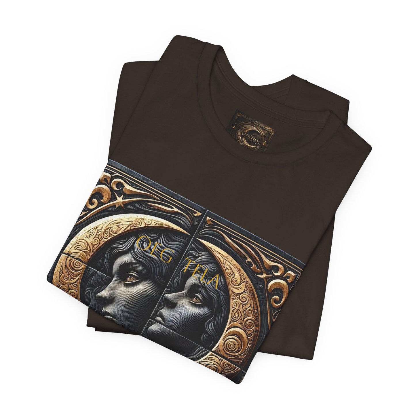 Moonlit Duality Graphic Tee — Vintage Art Nouveau Face Design