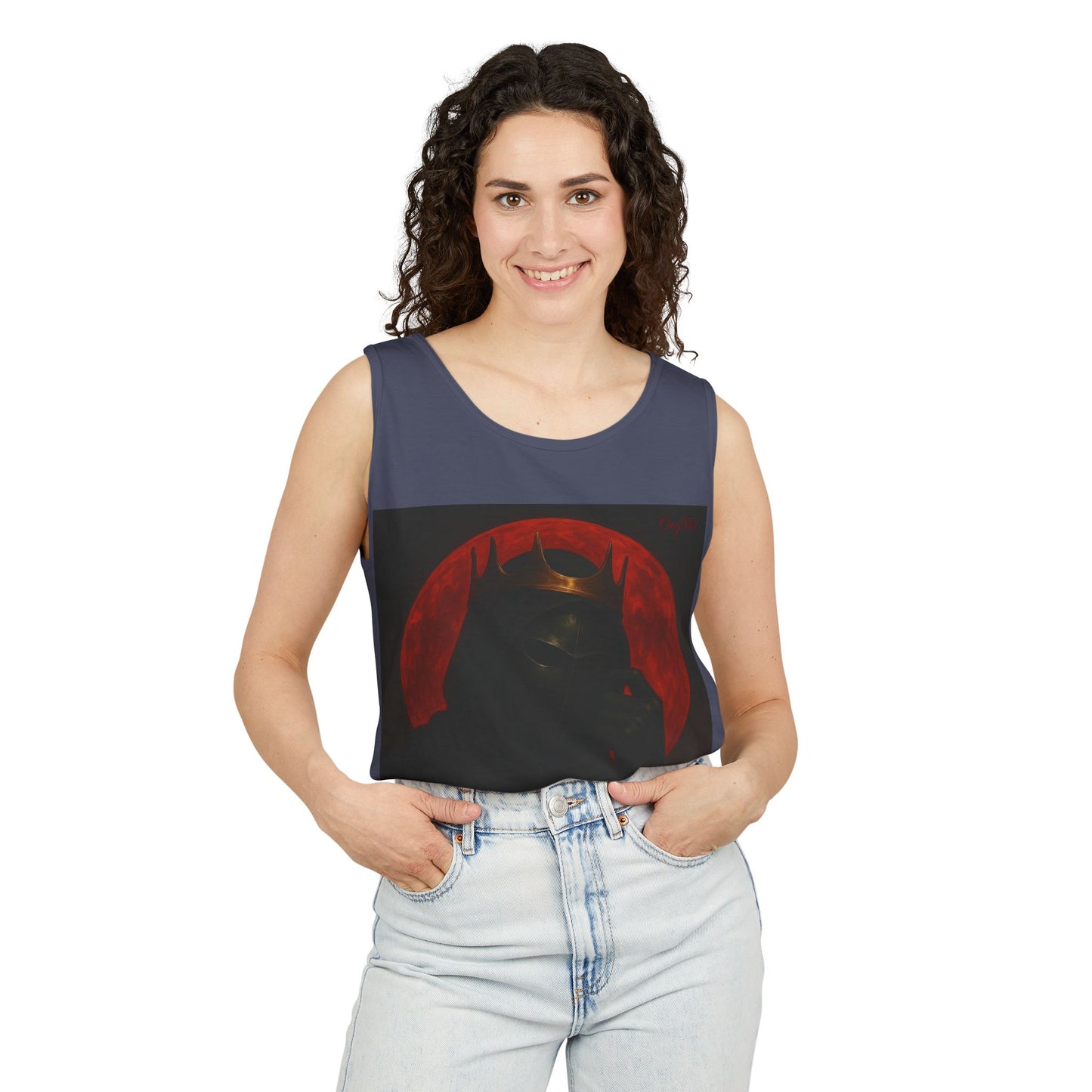 Oegtela King of the red moon Unisex Graphic Tank Top, Casual Summer Wear, Festival Outfit, Gift for Fans,