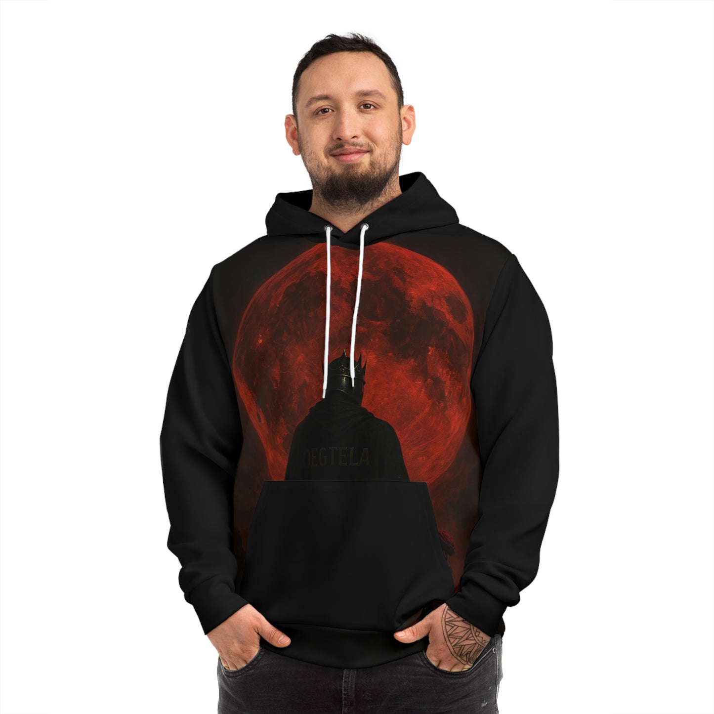Red Moon Fashion Hoodie with OegTela King Design