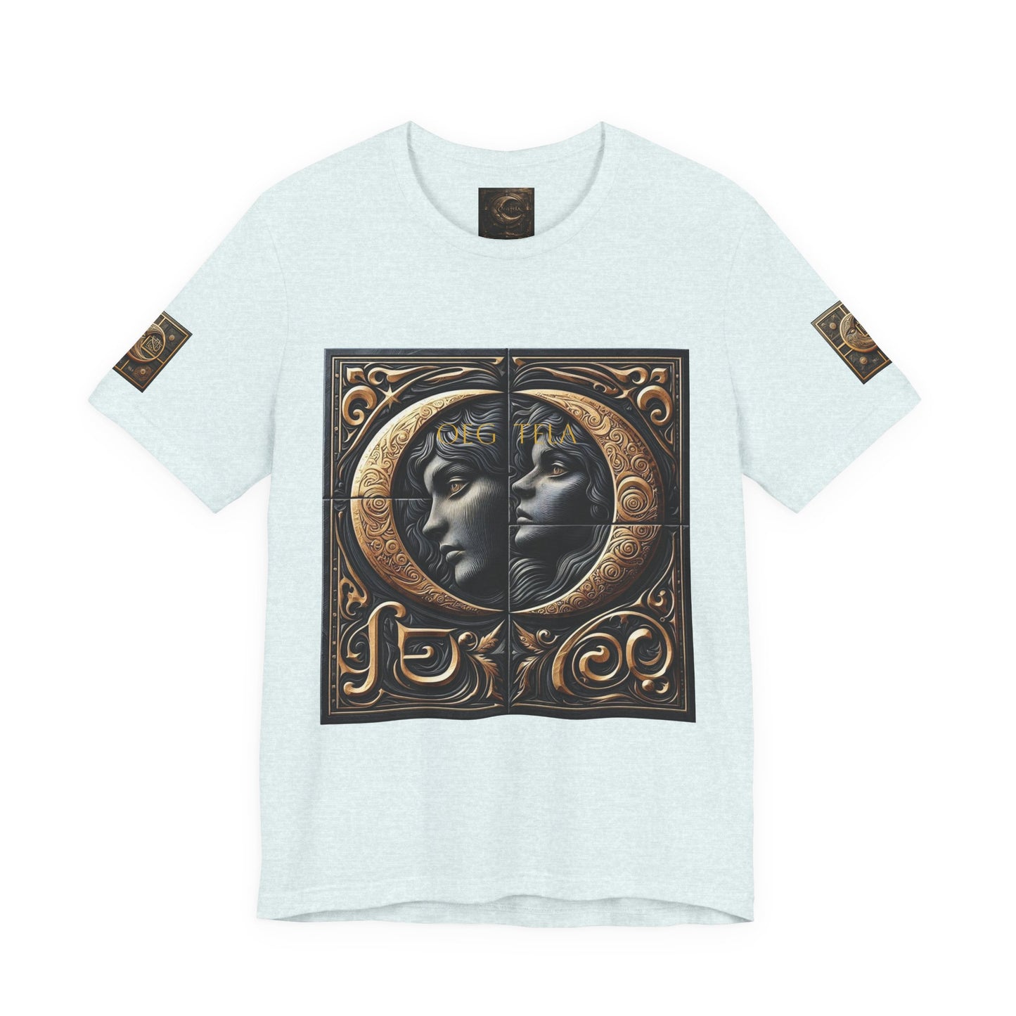 Moonlit Duality Graphic Tee — Vintage Art Nouveau Face Design